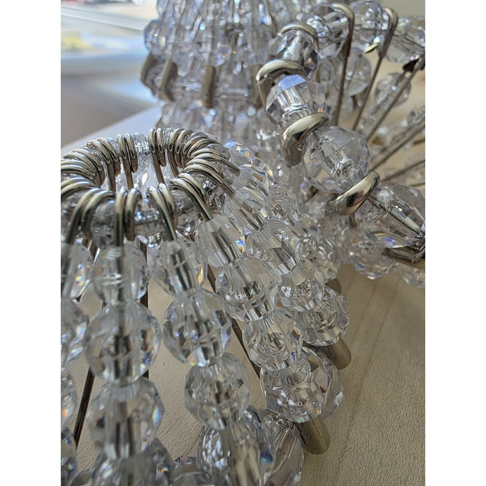Vtg Beaded Safety Pin Christmas Ornaments Clear Crystal Look Lot of 7 Folk Art - Picture 5 of 12